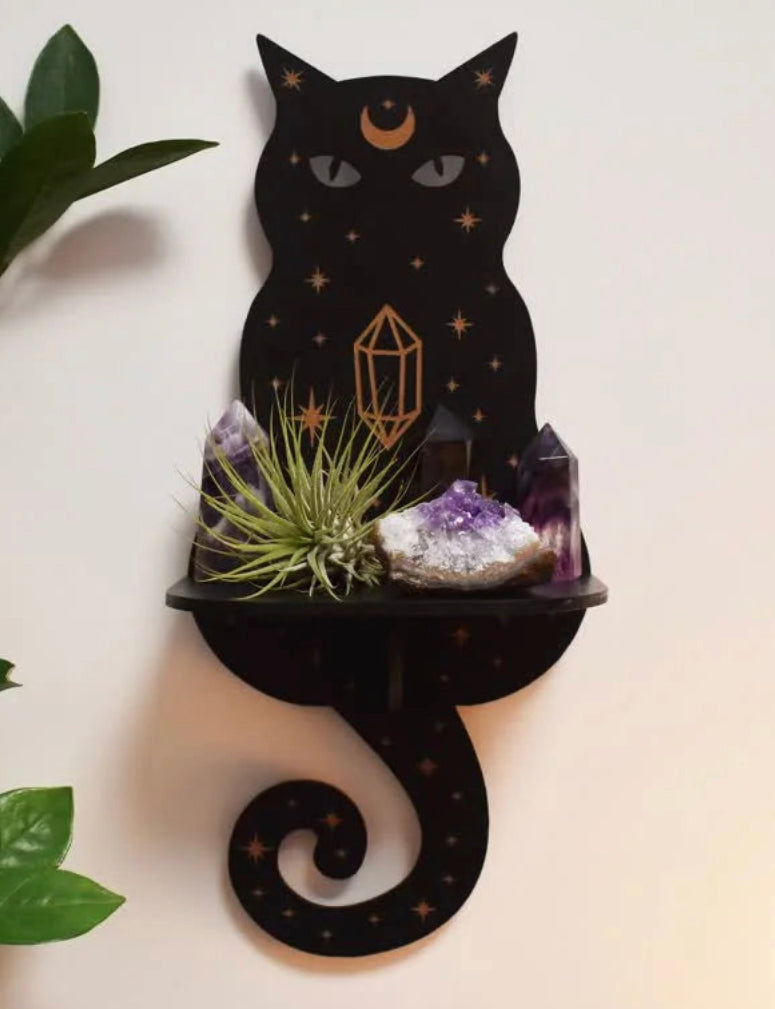 Reiki Celestial Cat Altar Crystal Shelf